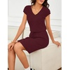 MEROKEETY Women’s Summer Cap Sleeve T-Shirt Mini Dress | 2026, V Neck, Stretchable, Tie Waist, Cinched, Beach Vacation, Shirt Sundress, Pockets, Casual, Travel Boat Outfit(Burgundy)