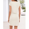 MEROKEETY Women’s Summer Cap Sleeve T-Shirt Mini Dress | 2026, V Neck, Stretchable, Tie Waist, Cinched, Beach Vacation, Shirt Sundress, Pockets, Casual, Travel Boat Outfit(White)