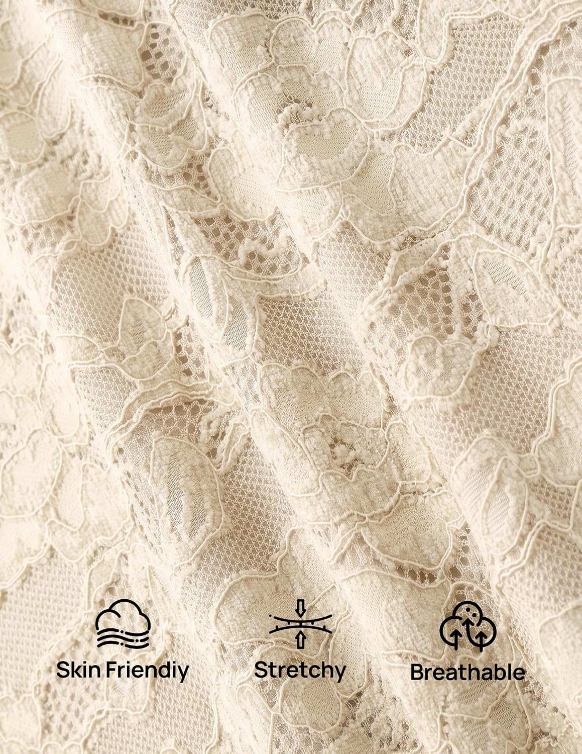 image:imageMEROKEETY Women Fall Lace Long Bell Sleeve Blouse V Neck Dressy Shirt Tops 2026 Trendy Fitted Floral Jacquard Mesh Sheer Sleeves Torsolined Business Casual Fashion Outfit Winter ClothesBeige