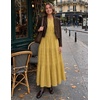 MEROKEETY Summer Casual Sleeveless V Neck Midi Maxi Cotton Dress Women 2026 | Shirred Waist, Eyelets, Tiered, Lined, with Pockets, Boho, Semi Formal, Modest, Vacation, Bridal Shower, Church, Long Dresses(Yellow)