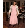 MEROKEETY Summer Casual Sleeveless V Neck Midi Maxi Cotton Dress Women 2026 | Shirred Waist, Eyelets, Tiered, Lined, with Pockets, Boho, Semi Formal, Modest, Vacation, Bridal Shower, Church, Long Dresses(Pinkgingham)