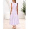 MEROKEETY Summer Casual Sleeveless V Neck Midi Maxi Cotton Dress Women 2026 | Shirred Waist, Eyelets, Tiered, Lined, with Pockets, Boho, Semi Formal, Modest, Vacation, Bridal Shower, Church, Long Dresses(Lightpurple)