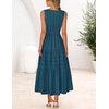 MEROKEETY Summer Casual Sleeveless V Neck Midi Maxi Cotton Dress Women 2026 | Shirred Waist, Eyelets, Tiered, Lined, with Pockets, Boho, Semi Formal, Modest, Vacation, Bridal Shower, Church, Long Dresses(Teal)