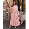 MEROKEETY Summer Casual Sleeveless V Neck Midi Maxi Cotton Dress Women 2026 | Shirred Waist, Eyelets, Tiered, Lined, with Pockets, Boho, Semi Formal, Modest, Vacation, Bridal Shower, Church, Long Dresses(Pink)