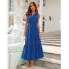 MEROKEETY Summer Casual Sleeveless V Neck Midi Maxi Cotton Dress Women 2026 | Shirred Waist, Eyelets, Tiered, Lined, with Pockets, Boho, Semi Formal, Modest, Vacation, Bridal Shower, Church, Long Dresses(Royalblue)