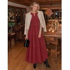 MEROKEETY Summer Casual Sleeveless V Neck Midi Maxi Cotton Dress Women 2026 | Shirred Waist, Eyelets, Tiered, Lined, with Pockets, Boho, Semi Formal, Modest, Vacation, Bridal Shower, Church, Long Dresses(Red)