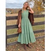 MEROKEETY Summer Casual Sleeveless V Neck Midi Maxi Cotton Dress Women 2026 | Shirred Waist, Eyelets, Tiered, Lined, with Pockets, Boho, Semi Formal, Modest, Vacation, Bridal Shower, Church, Long Dresses(Sage)
