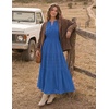 MEROKEETY Summer Casual Sleeveless V Neck Midi Maxi Cotton Dress Women 2026 | Shirred Waist, Eyelets, Tiered, Lined, with Pockets, Boho, Semi Formal, Modest, Vacation, Bridal Shower, Church, Long Dresses(Royalblue)