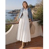 MEROKEETY Summer Casual Sleeveless V Neck Midi Maxi Cotton Dress Women 2026 | Shirred Waist, Eyelets, Tiered, Lined, with Pockets, Boho, Semi Formal, Modest, Vacation, Bridal Shower, Church, Long Dresses(White)