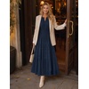MEROKEETY Summer Casual Sleeveless V Neck Midi Maxi Cotton Dress Women 2026 | Shirred Waist, Eyelets, Tiered, Lined, with Pockets, Boho, Semi Formal, Modest, Vacation, Bridal Shower, Church, Long Dresses(Navy)