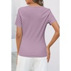 MEROKEETY Womens 2026 Summer Short Sleeve Tops Casual T Shirts | V Neck, Ribbed Knit, Henley, Button Down, Trendy Fashion Basic Tee Shirts Blouses, Going Out Outfits Clothes(Taro)