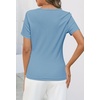 MEROKEETY Womens 2026 Summer Short Sleeve Tops Casual T Shirts | V Neck, Ribbed Knit, Henley, Button Down, Trendy Fashion Basic Tee Shirts Blouses, Going Out Outfits Clothes(Skyblue)