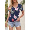 MEROKEETY Womens 2026 Summer Short Sleeve Tops Casual T Shirts | V Neck, Ribbed Knit, Henley, Button Down, Trendy Fashion Basic Tee Shirts Blouses, Going Out Outfits Clothes(Navyfloral)