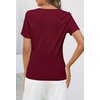 MEROKEETY Womens 2026 Summer Short Sleeve Tops Casual T Shirts | V Neck, Ribbed Knit, Henley, Button Down, Trendy Fashion Basic Tee Shirts Blouses, Going Out Outfits Clothes(Wine)