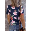 MEROKEETY Womens 2026 Summer Short Sleeve Tops Casual T Shirts | V Neck, Ribbed Knit, Henley, Button Down, Trendy Fashion Basic Tee Shirts Blouses, Going Out Outfits Clothes(Navyfloral)