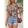 MEROKEETY Womens 2026 Summer Short Sleeve Tops Casual T Shirts | V Neck, Ribbed Knit, Henley, Button Down, Trendy Fashion Basic Tee Shirts Blouses, Going Out Outfits Clothes(Blackfloral)