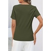 MEROKEETY Womens 2026 Summer Short Sleeve Tops Casual T Shirts | V Neck, Ribbed Knit, Henley, Button Down, Trendy Fashion Basic Tee Shirts Blouses, Going Out Outfits Clothes(Armygreen)