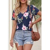 MEROKEETY Womens 2026 Summer Short Sleeve Tops Casual T Shirts | V Neck, Ribbed Knit, Henley, Button Down, Trendy Fashion Basic Tee Shirts Blouses, Going Out Outfits Clothes(Navyfloral)