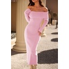 MEROKEETY Women’s Fall Off Shoulder Long Sleeve Bodycon Midi Sweater Dress | 2026, Winter, Formal, Engagement, Sexy, Date Night, Baby Shower, Maternity, Bridal Shower, Wedding, Holiday Party Dresses(Lightpink)
