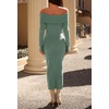 MEROKEETY Women’s Fall Off Shoulder Long Sleeve Bodycon Midi Sweater Dress | 2026, Winter, Formal, Engagement, Sexy, Date Night, Baby Shower, Maternity, Bridal Shower, Wedding, Holiday Party Dresses(Dustygreen)