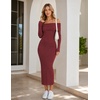 MEROKEETY Women’s Fall Off Shoulder Long Sleeve Bodycon Midi Sweater Dress | 2026, Winter, Formal, Engagement, Sexy, Date Night, Baby Shower, Maternity, Bridal Shower, Wedding, Holiday Party Dresses(Burgundy)