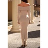 MEROKEETY Women’s Fall Off Shoulder Long Sleeve Bodycon Midi Sweater Dress | 2026, Winter, Formal, Engagement, Sexy, Date Night, Baby Shower, Maternity, Bridal Shower, Wedding, Holiday Party Dresses(Khaki)