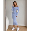 MEROKEETY Women’s Fall Off Shoulder Long Sleeve Bodycon Midi Sweater Dress | 2026, Winter, Formal, Engagement, Sexy, Date Night, Baby Shower, Maternity, Bridal Shower, Wedding, Holiday Party Dresses(Blue)