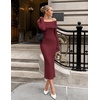 MEROKEETY Women’s Fall Off Shoulder Long Sleeve Bodycon Midi Sweater Dress | 2026, Winter, Formal, Engagement, Sexy, Date Night, Baby Shower, Maternity, Bridal Shower, Wedding, Holiday Party Dresses(Burgundy)