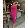 MEROKEETY Women’s Fall Off Shoulder Long Sleeve Bodycon Midi Sweater Dress | 2026, Winter, Formal, Engagement, Sexy, Date Night, Baby Shower, Maternity, Bridal Shower, Wedding, Holiday Party Dresses(Rosepink)