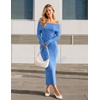 MEROKEETY Women’s Fall Off Shoulder Long Sleeve Bodycon Midi Sweater Dress | 2026, Winter, Formal, Engagement, Sexy, Date Night, Baby Shower, Maternity, Bridal Shower, Wedding, Holiday Party Dresses(Lakeblue)