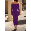 MEROKEETY Women’s Fall Off Shoulder Long Sleeve Bodycon Midi Sweater Dress | 2026, Winter, Formal, Engagement, Sexy, Date Night, Baby Shower, Maternity, Bridal Shower, Wedding, Holiday Party Dresses(Darkpurple)