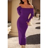 MEROKEETY Women’s Fall Off Shoulder Long Sleeve Bodycon Midi Sweater Dress | 2026, Winter, Formal, Engagement, Sexy, Date Night, Baby Shower, Maternity, Bridal Shower, Wedding, Holiday Party Dresses(Darkpurple)