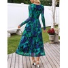 MEROKEETY Women’s Fall Wedding Guest Cocktail Long Sleeve Floral Maxi Dress | 2026 Winter, Crewneck, High Waist, A Line Flowy, Pleated, Lined, Party, Baby Shower, Elegant Formal Long Dress, with Pockets(Green)