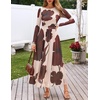 MEROKEETY Women’s Fall Wedding Guest Cocktail Long Sleeve Floral Maxi Dress | 2026 Winter, Crewneck, High Waist, A Line Flowy, Pleated, Lined, Party, Baby Shower, Elegant Formal Long Dress, with Pockets(Apricot Floral)