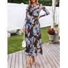 MEROKEETY Women’s Fall Wedding Guest Cocktail Long Sleeve Floral Maxi Dress | 2026 Winter, Crewneck, High Waist, A Line Flowy, Pleated, Lined, Party, Baby Shower, Elegant Formal Long Dress, with Pockets(Burgundy)