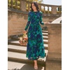 MEROKEETY Women’s Fall Wedding Guest Cocktail Long Sleeve Floral Maxi Dress | 2026 Winter, Crewneck, High Waist, A Line Flowy, Pleated, Lined, Party, Baby Shower, Elegant Formal Long Dress, with Pockets(Green)