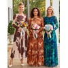 MEROKEETY Women’s Fall Wedding Guest Cocktail Long Sleeve Floral Maxi Dress | 2026 Winter, Crewneck, High Waist, A Line Flowy, Pleated, Lined, Party, Baby Shower, Elegant Formal Long Dress, with Pockets(Green)