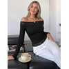 MEROKEETY Women’s Off The Shoulder Long Sleeve Lace Tops | 2026 Fall Fashion Shirt, Slim Fit, Cute Going Out Y2K Blouses, Floral Lace Tops, Solid Color Lightweight Knit Tee(Black)