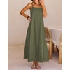 MEROKEETY Women’s Summer Maxi Dress Boho Spaghetti Straps Sundress | Sleeveless, Casual, Floral Lace Eyelet, Fully Lined, Flowy, A Line, Cute, Trendy, Long Dress for Beach Vacation, Travel(Army)