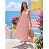 MEROKEETY Women’s Summer Maxi Dress Boho Spaghetti Straps Sundress | Sleeveless, Casual, Floral Lace Eyelet, Fully Lined, Flowy, A Line, Cute, Trendy, Long Dress for Beach Vacation, Travel(Pink)