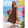 MEROKEETY Women’s Summer Maxi Dress Boho Spaghetti Straps Sundress | Sleeveless, Casual, Floral Lace Eyelet, Fully Lined, Flowy, A Line, Cute, Trendy, Long Dress for Beach Vacation, Travel(Brown)