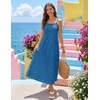 MEROKEETY Women’s Summer Maxi Dress Boho Spaghetti Straps Sundress | Sleeveless, Casual, Floral Lace Eyelet, Fully Lined, Flowy, A Line, Cute, Trendy, Long Dress for Beach Vacation, Travel(Dustyblue)