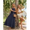 MEROKEETY Women’s Summer Maxi Dress Boho Spaghetti Straps Sundress | Sleeveless, Casual, Floral Lace Eyelet, Fully Lined, Flowy, A Line, Cute, Trendy, Long Dress for Beach Vacation, Travel(Navy)
