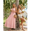 MEROKEETY Women’s Summer Maxi Dress Boho Spaghetti Straps Sundress | Sleeveless, Casual, Floral Lace Eyelet, Fully Lined, Flowy, A Line, Cute, Trendy, Long Dress for Beach Vacation, Travel(Pink)