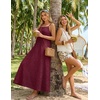 MEROKEETY Women’s Summer Maxi Dress Boho Spaghetti Straps Sundress | Sleeveless, Casual, Floral Lace Eyelet, Fully Lined, Flowy, A Line, Cute, Trendy, Long Dress for Beach Vacation, Travel(Wine)