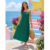 MEROKEETY Women’s Summer Maxi Dress Boho Spaghetti Straps Sundress | Sleeveless, Casual, Floral Lace Eyelet, Fully Lined, Flowy, A Line, Cute, Trendy, Long Dress for Beach Vacation, Travel(Green)