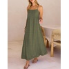 MEROKEETY Women’s Summer Maxi Dress Boho Spaghetti Straps Sundress | Sleeveless, Casual, Floral Lace Eyelet, Fully Lined, Flowy, A Line, Cute, Trendy, Long Dress for Beach Vacation, Travel(Army)