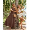 MEROKEETY Women’s Summer Maxi Dress Boho Spaghetti Straps Sundress | Sleeveless, Casual, Floral Lace Eyelet, Fully Lined, Flowy, A Line, Cute, Trendy, Long Dress for Beach Vacation, Travel(Brown)