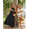 MEROKEETY Women’s Summer Maxi Dress Boho Spaghetti Straps Sundress | Sleeveless, Casual, Floral Lace Eyelet, Fully Lined, Flowy, A Line, Cute, Trendy, Long Dress for Beach Vacation, Travel(Black)
