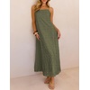 MEROKEETY Women’s Summer Maxi Dress Boho Spaghetti Straps Sundress | Sleeveless, Casual, Floral Lace Eyelet, Fully Lined, Flowy, A Line, Cute, Trendy, Long Dress for Beach Vacation, Travel(Army)